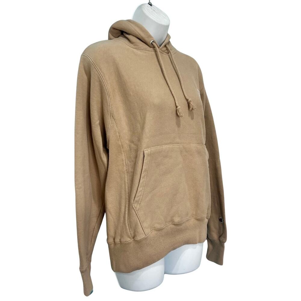 Vintage Champion Reverse Weave Tan Beige Khaki Hoodie Sweatshirt size S - Picture 3 of 8